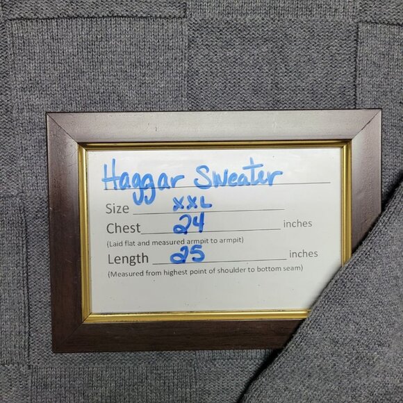 Haggar Sweater Mens XXL Gray Knit Square Pullover Ligthweight - Picture 5 of 6